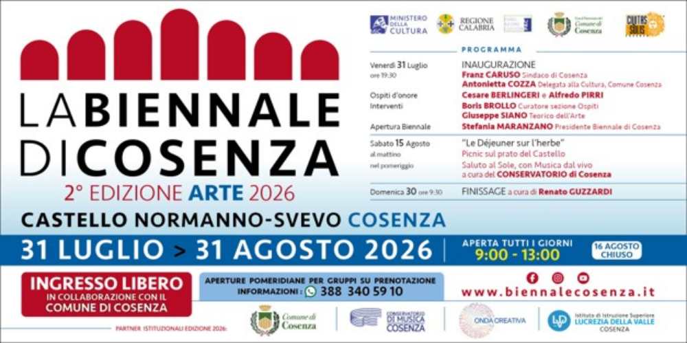 Il Castello Svevo riapre al pubblico: ad agosto visite gratis con la Biennale di Cosenza