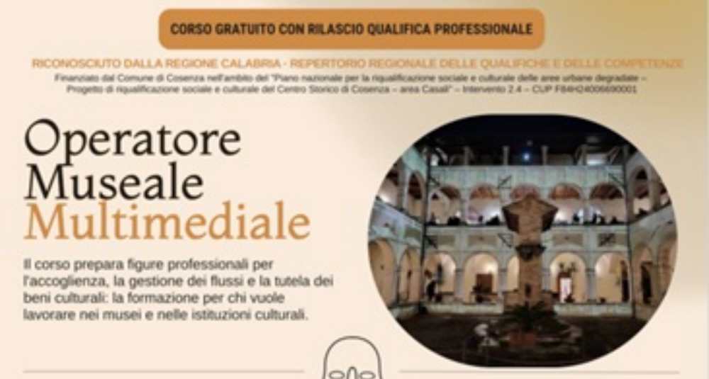 Comune di Cosenza, al via il bando per 17 operatori museali multimediali