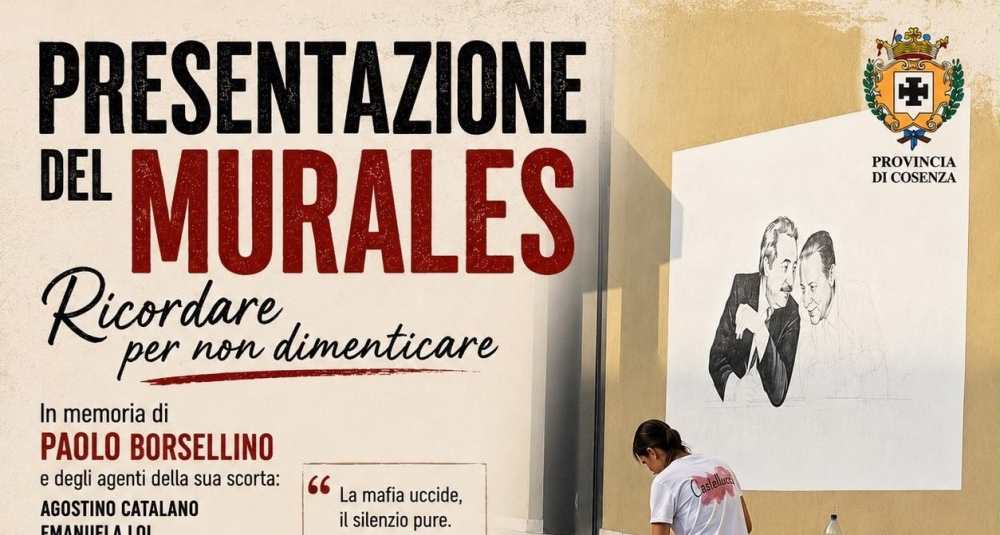 Un murales per Paolo Borsellino a Paola: l’iniziativa della Provincia di Cosenza per la legalità