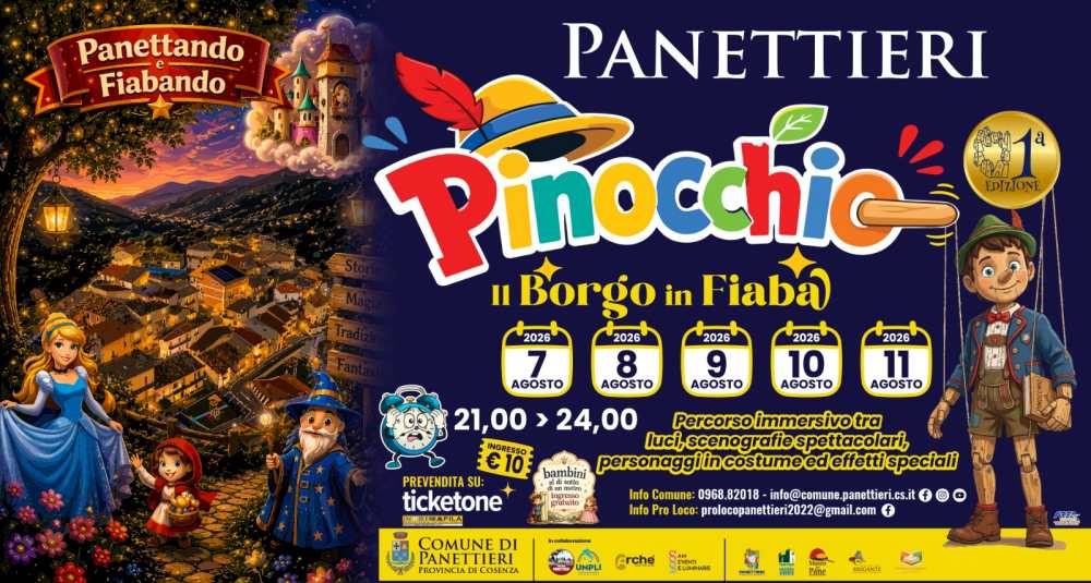 Panettieri si trasforma nella Collodi del Sud: ad agosto arriva la favola di “Panettando e Fiabando”