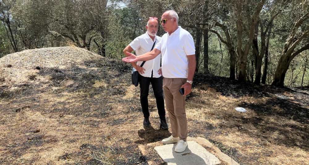Vasto incendio in contrada Diodato a Cosenza, il sindaco Franz Caruso sul luogo del rogo
