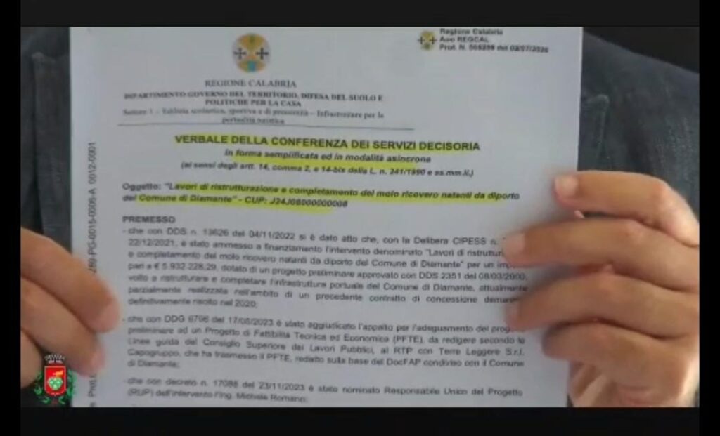 Verbale Conferenza dei Servizi Porto di Diamante