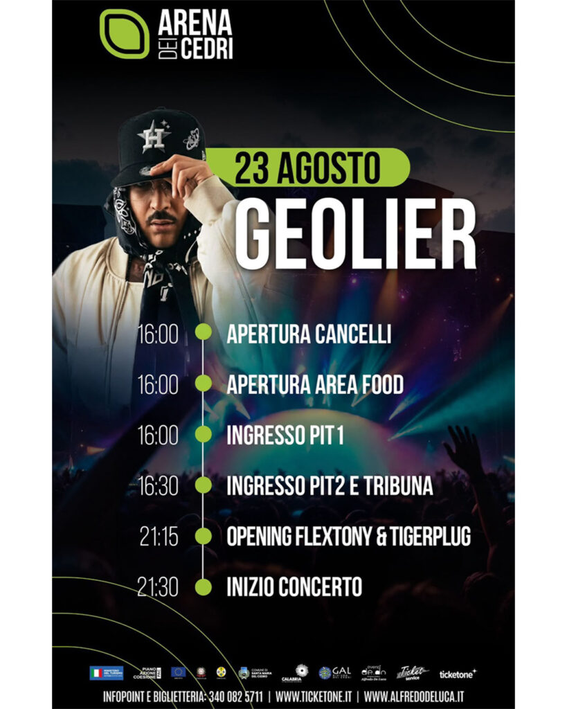 Arena dei Cedri, arriva il concertone di Geolier: tutte le informazioni su accessi, orari e parcheggi