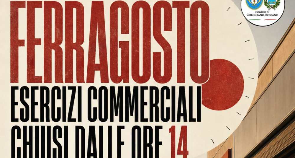 Ferragosto a Corigliano-Rossano, negozi chiusi dalle 14. Stasi: «Spazio ai tempi della famiglia»