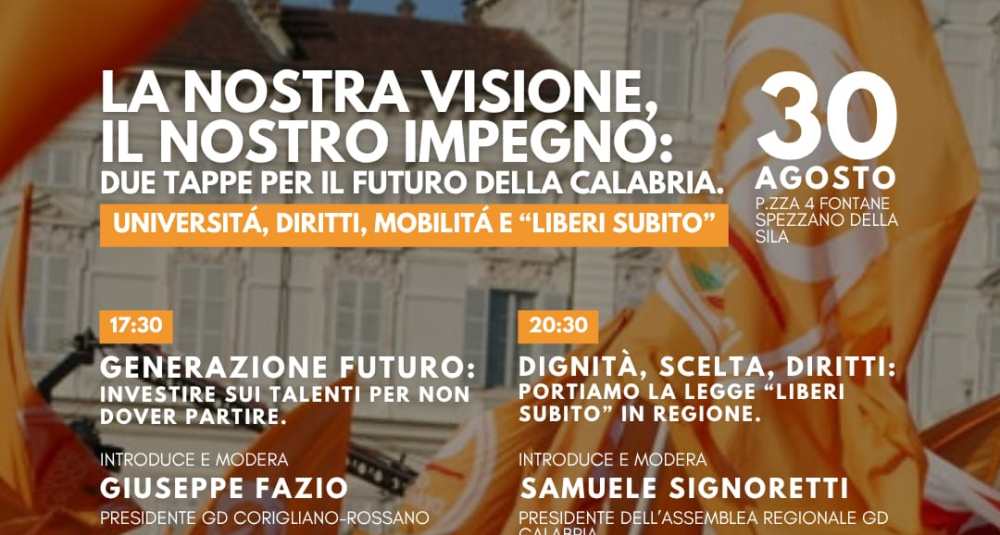 Spezzano della Sila, i GD Calabria alla Festa de l’Unità : dibattiti su università , mobilità e fine vita
