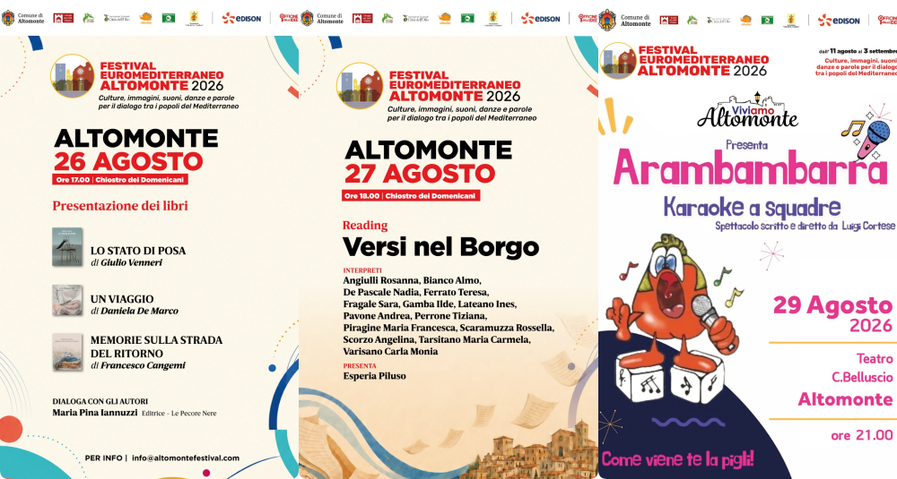 Festival Euromediterraneo Altomonte 2026: gli appuntamenti dal 26 al 30 agosto