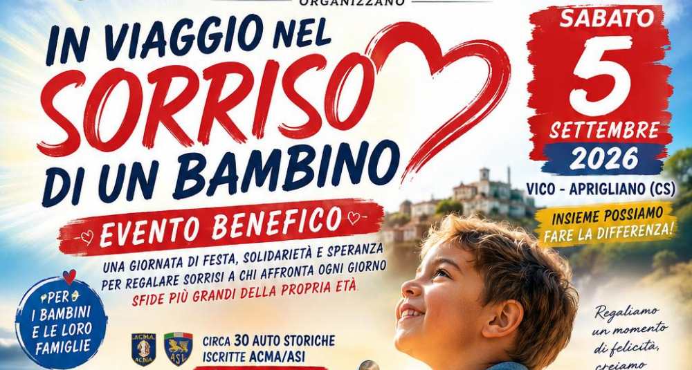 “In viaggio nel sorriso di un bambino”, ad Aprigliano una giornata per i piccoli dell’ospedale di Cosenza