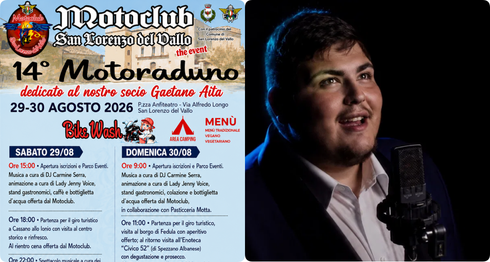 San Lorenzo del Vallo, il 29 e 30 agosto torna il motoraduno: due giorni di eventi nel ricordo di Gaetano Aita