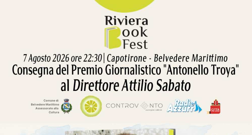 Riviera Book Fest a Belvedere Marittimo: ad Attilio Sabato il Premio Giornalistico “Antonello Troya”