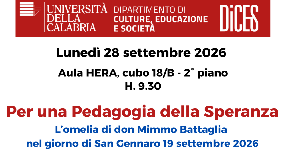 All’UniCal una riflessione sulla Pedagogia della Speranza a partire dall’omelia di don Mimmo Battaglia
