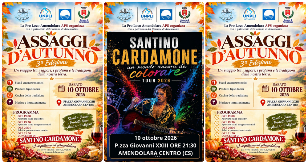Amendolara, torna “Assaggi d’Autunno”: programma, degustazioni e concerto di Santino Cardamone