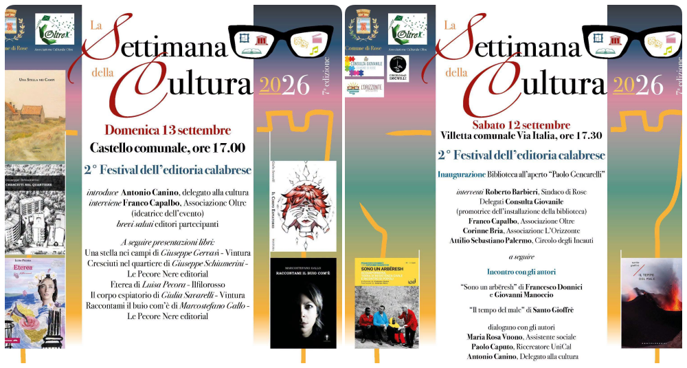 Libri, autori ed editori: il 12 e 13 settembre Rose ospita il Festival dell’Editoria Calabrese