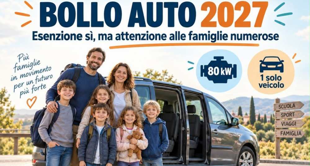 Bollo auto 2027, Venditti (Forum Famiglie Calabria): “Bene l’esenzione, ma non si penalizzino i nuclei numerosi”