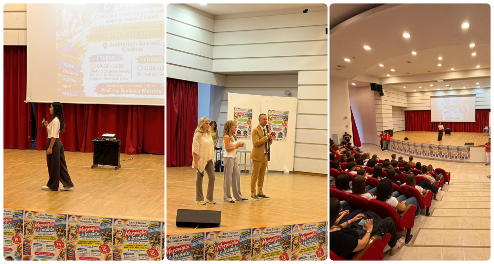 Cosenza, inaugurazione d’autore al Liceo Telesio: Giacomo Triglia e Max Mazzotta incontrano gli studenti