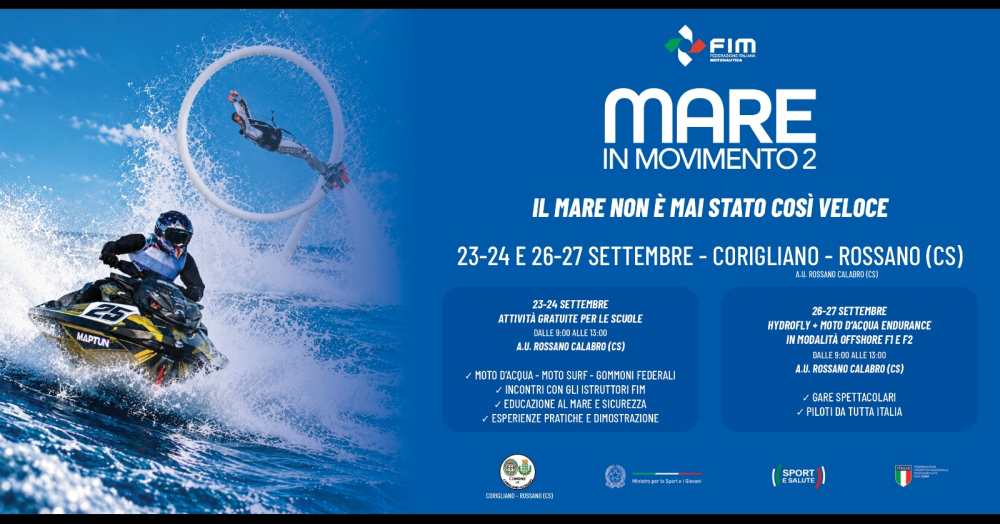 Campionato Italiano Motonautica 2026: Corigliano-Rossano ospita Mare in Movimento