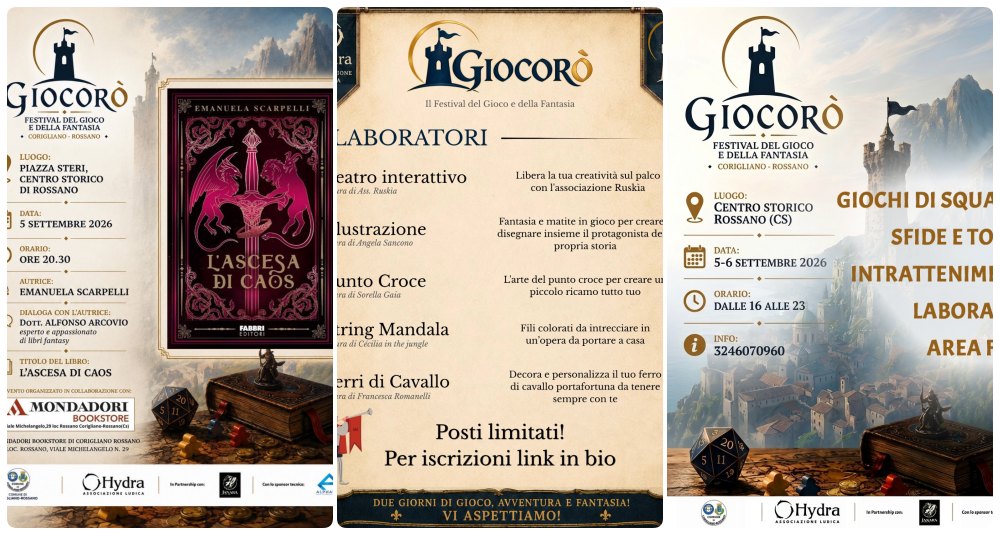 Rossano, il 5 e 6 settembre il borgo antico diventa la capitale del gioco con Giocorò