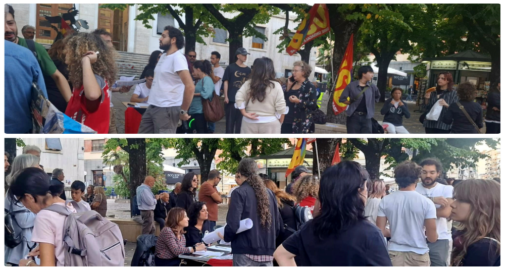 Cosenza si mobilita contro le armi nei luoghi di formazione: successo per il sit-in di USB Scuola in centro