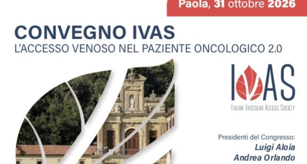 Paola capitale della medicina degli accessi vascolari nel paziente oncologico: il 31 ottobre il Convegno Nazionale IVAS
