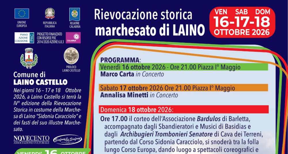 Annalisa Minetti a Laino Castello: sabato 17 ottobre il gran finale del tour estivo anticipato dal concerto di Marco Carta