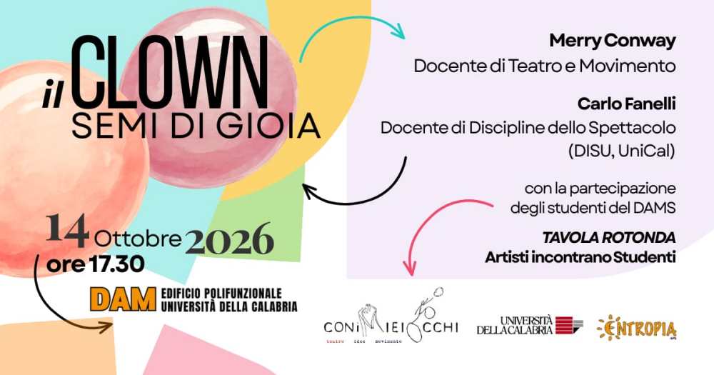 Unical, grande teatro internazionale a Rende: al via il workshop sul clown con Merry Conway