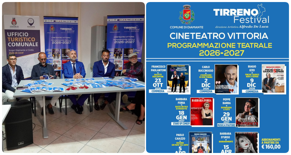 Diamante si conferma polo culturale del Tirreno: presentato il “Tirreno Festival” 2026-2027 al Cineteatro Vittoria