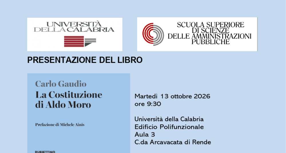 L’Unical riscopre il Moro giurista: all’Università della Calabria si presenta l’opera di Carlo Gaudio