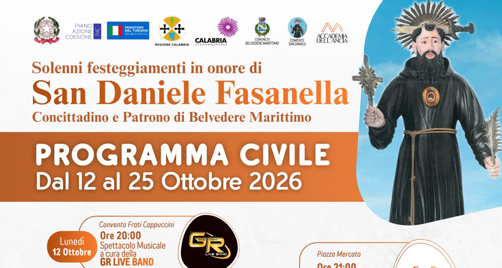 San Daniele 2026 a Belvedere Marittimo Zero Assoluto e Silvia Mezzanotte illuminano il programma civile