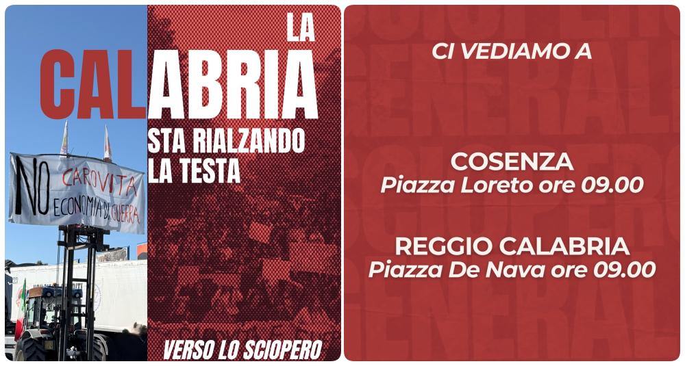 “La Calabria sta alzando la testa”: la rete delle realtà di base lancia lo sciopero generale del 30 ottobre