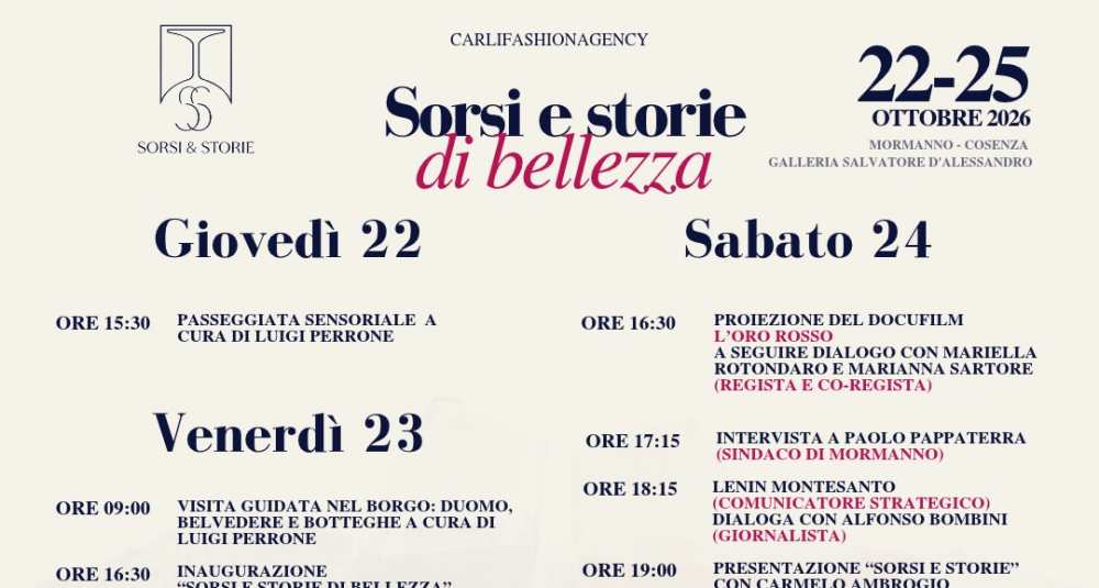 Mormanno diventa capitale del gusto: al via la kermesse ‘Sorsi e storie di bellezza’ nel cuore del Pollino