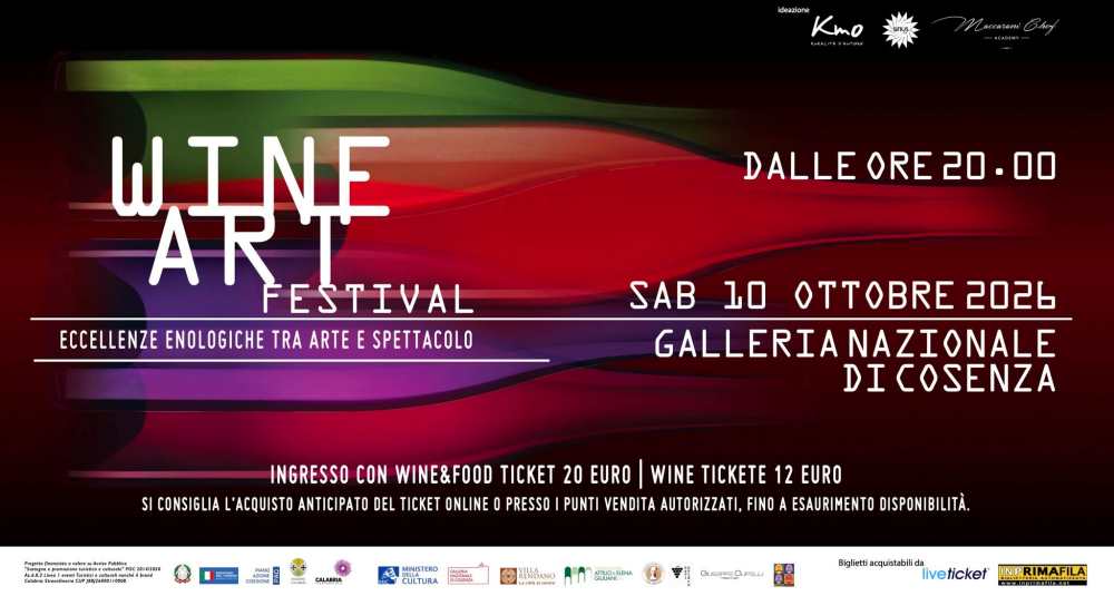 WineArt Festival Cosenza 2026: stasera la quinta edizione alla Galleria Nazionale